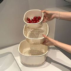 双层新款沥水洗菜菜篮水果盘水果客厅塑料菜篮子篮子家用厨房批发
