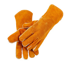 批发长款全牛皮电焊工烧焊机械加固加托耐用耐高温透气隔热手套