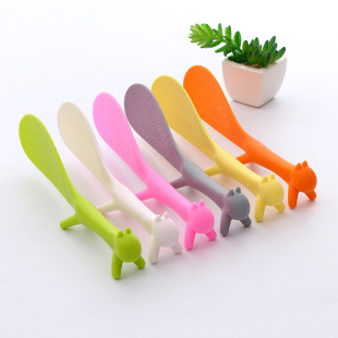 Creative cartoon vertical squirrel rice spoon soup funnel spoon plastic PP printable logo factory in stock wholesale