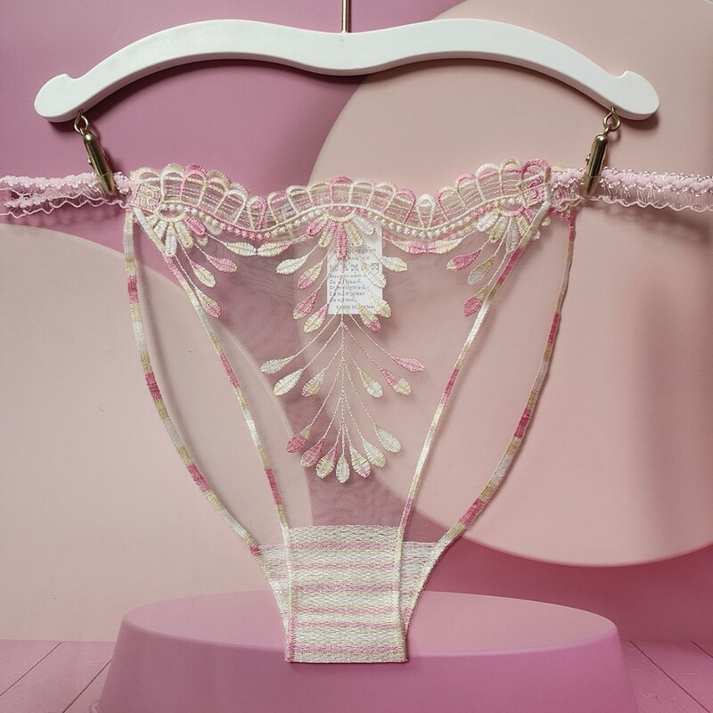 High-end Sense French Hollow-out Embroidered Mesh Women's Underwear Transparent Briefs Summer Cool and Intimate Wear