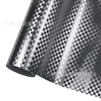 Checkered Pattern Electroplated Metal Red Auto Color Change Film - pet-high-gloss-checkered-silver-30cmx30cm