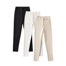 2025新款韩系纯欲高腰小脚裤女气质纯色显瘦百搭休闲直腿九分裤