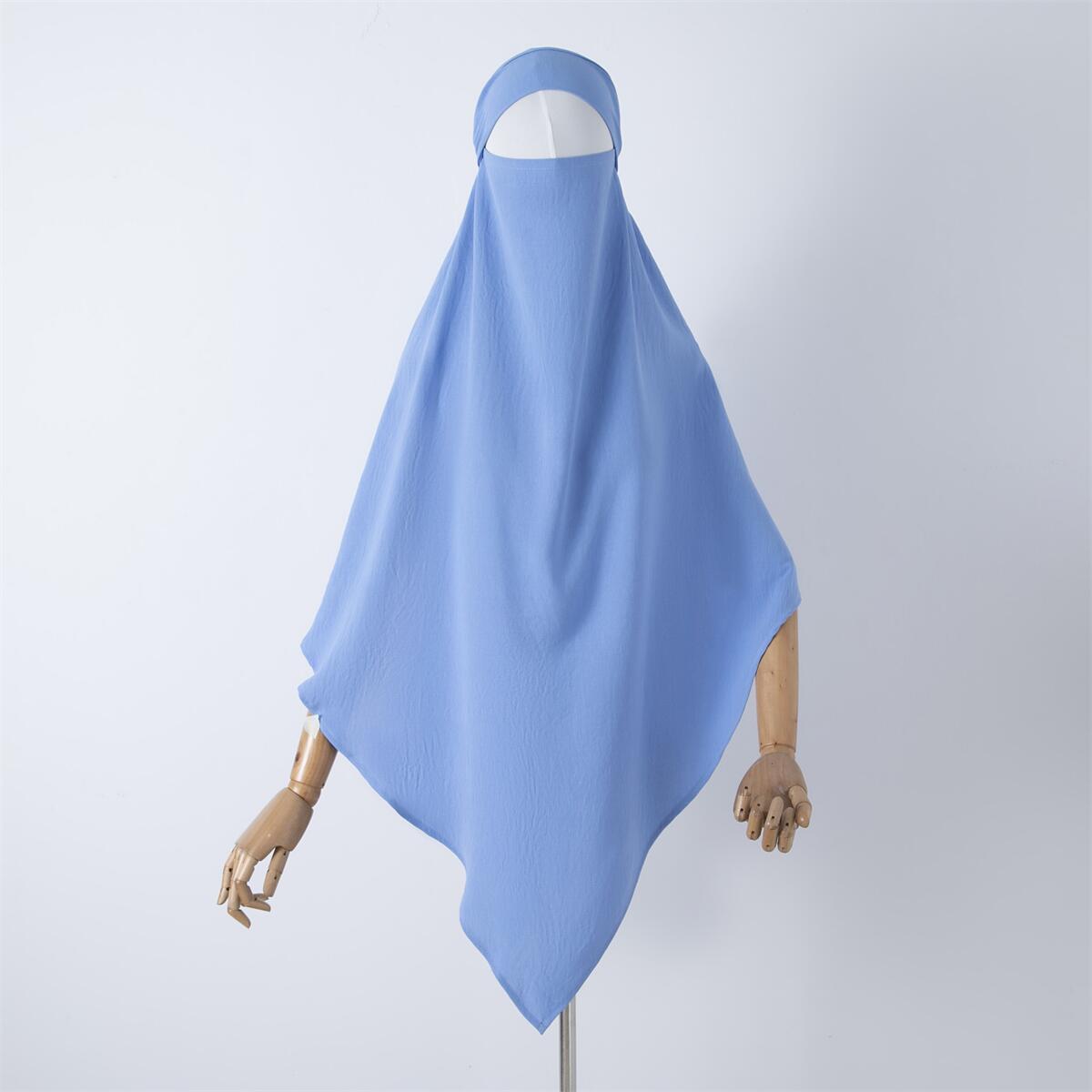 Damenbekleidung einfarbige Spitze Muslim Doppelschicht Kopftuch_voghion.com