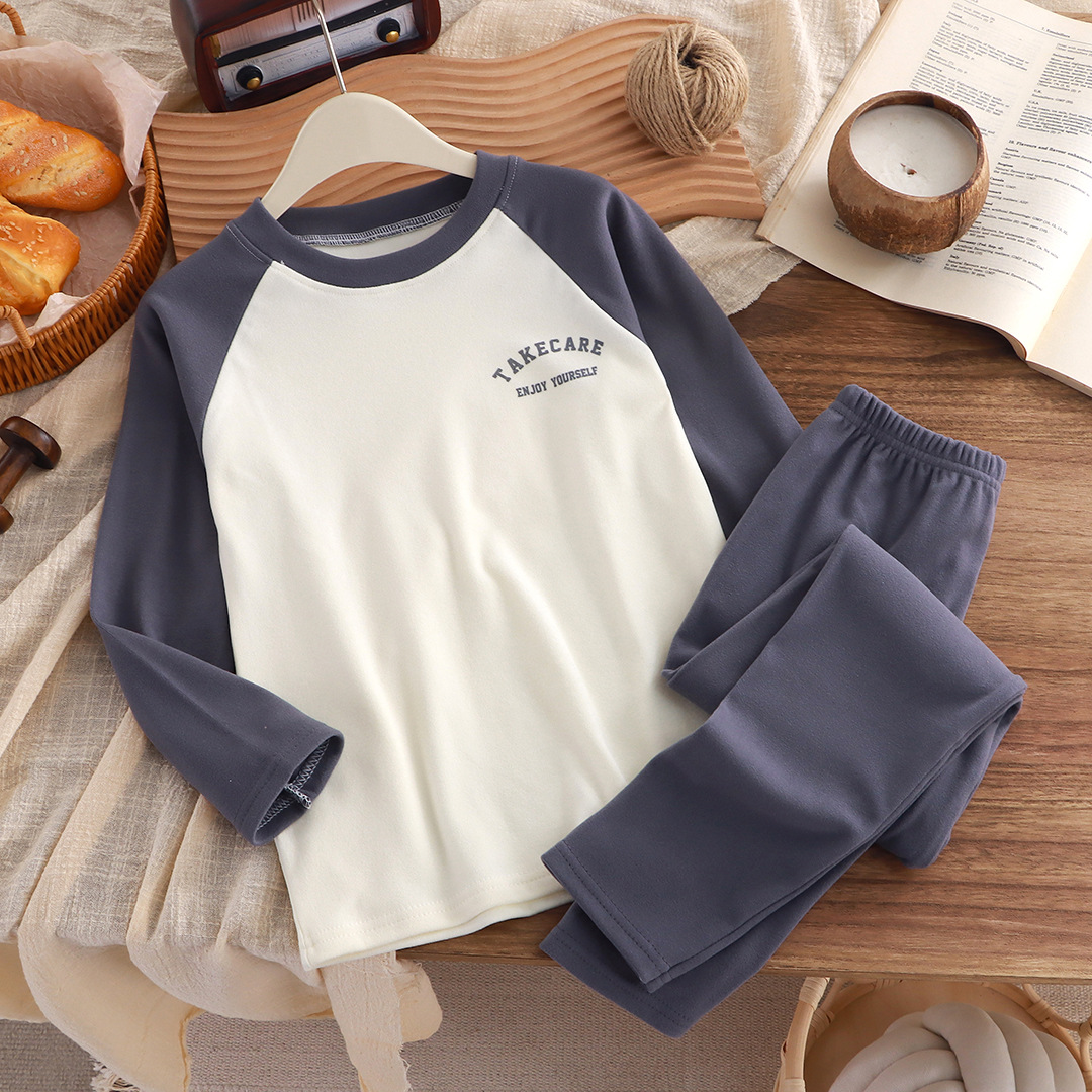 Niños de hombro chaqueta de terciopelo de otoño pantalones de otoño otoño invierno nuevo niño calentamiento ropa interior conjunto de ropa doméstica de niñas ropa infantil