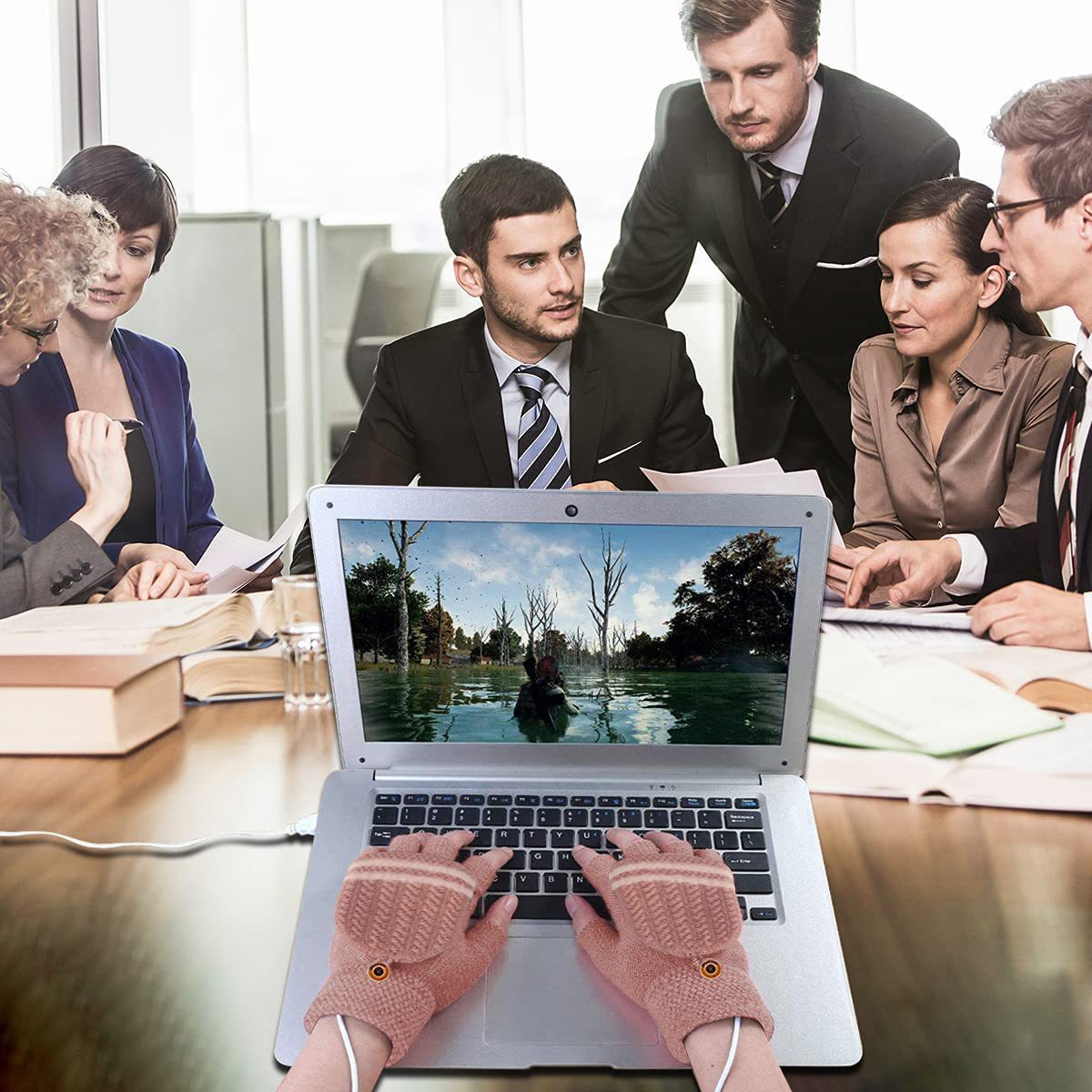 USB 加热手套男女适用暖手手套适合打字冬季保暖笔记本电脑手