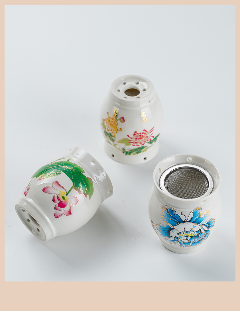 Ceramic Moxibustion Jar Heat-Resistant Moxa Box with Steel Ash Guard Portable Warming Tool for Body Care preparation