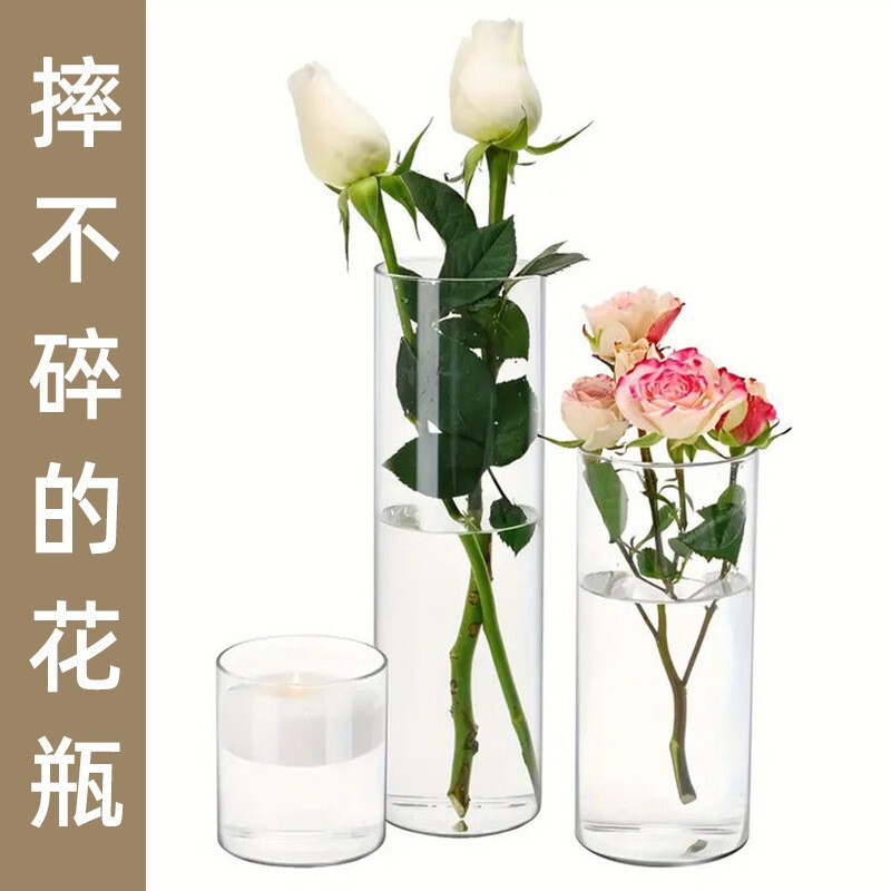 Factory Direct Sales High Transparent Artificial Glass Plastic Vase Food Grade Flower Bucket Thickeneded Plant Hydroponic Vessel Bottle