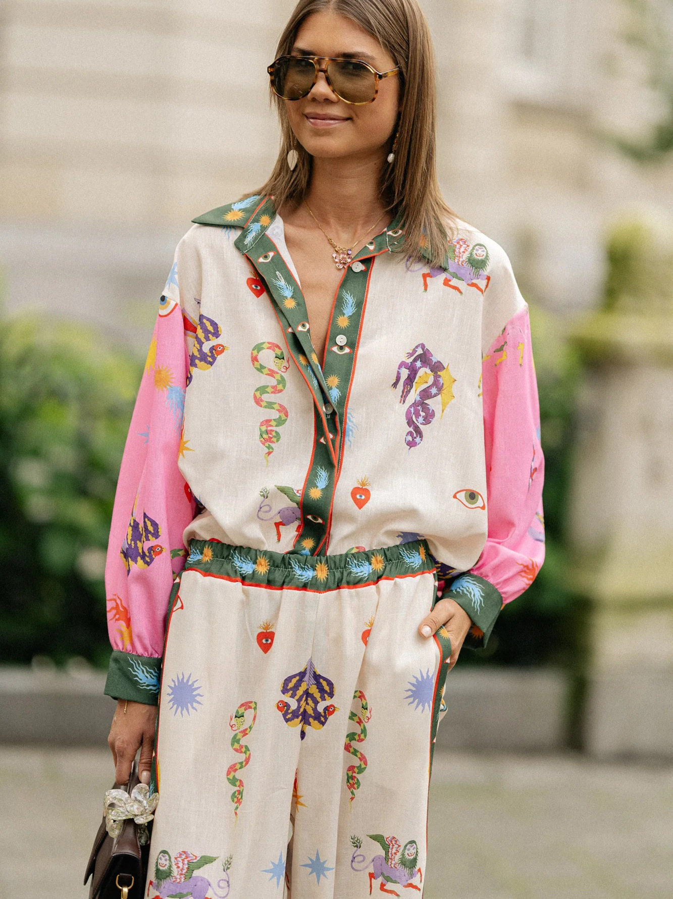Loose Fit Type Holiday Women's Casual Vacation Animal Abstract Polyester Printing Pocket Pant Co-ord Set Pants Sets