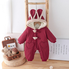 婴儿棉衣冬季卡通超萌新生儿连体衣满月百天小孩外出服宝宝过年服