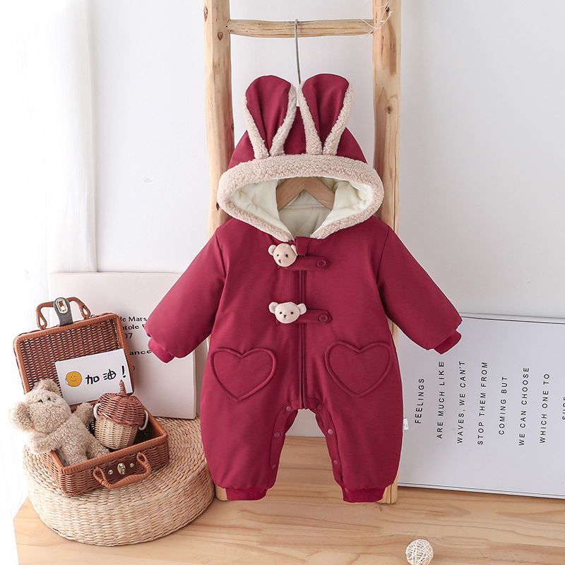Baby cotton coat winter cartoon super cute newborn onesie full moon…