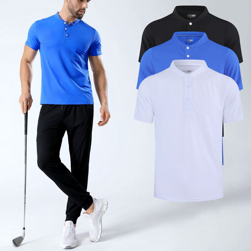 Tennis Sports Polo T-Shirt Men's Golf Training Short-Sleeved Summer Sports Half-Sleeved Quick-Drying Stand-Up Collar T-Shirt Wholesale Tennis Sports Polo T-Shirt Men's Golf Training Short-Sleeved Summer Sports Half-Sleeved Quick-Drying Stand-Up Collar T-Shirt Wholesale