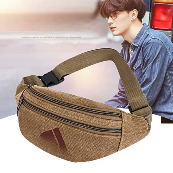 Wholesale multi-function large capacity shoulder messenger bag practical waterproof wear-resistant canvas men's sports mobile phone waist bag