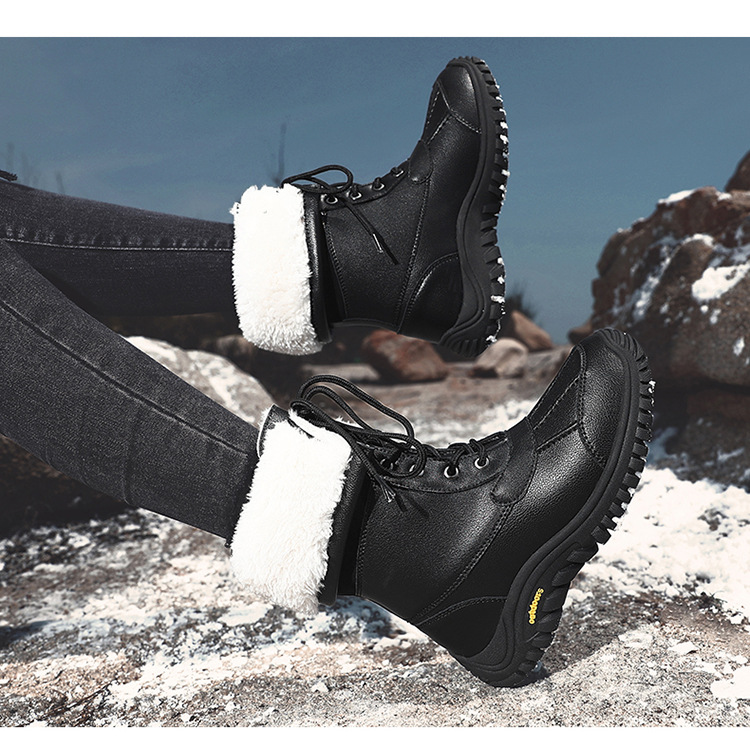 Chaussures pour femmes Bottes de neige d'extérieur Bottes Martin pour femmes Plus Velours Chaud Femmes Imperméables Antidérapantes Chaussures montantes en coton_voghion.com