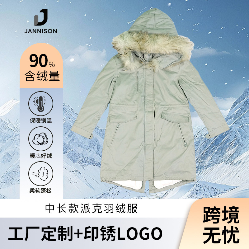 New Winter Mid-Length down Jacket Korean Style Over-The-Knee Cotton Coat Women's Workwear Parka with Large Fur Collar Thick Cotton Coat