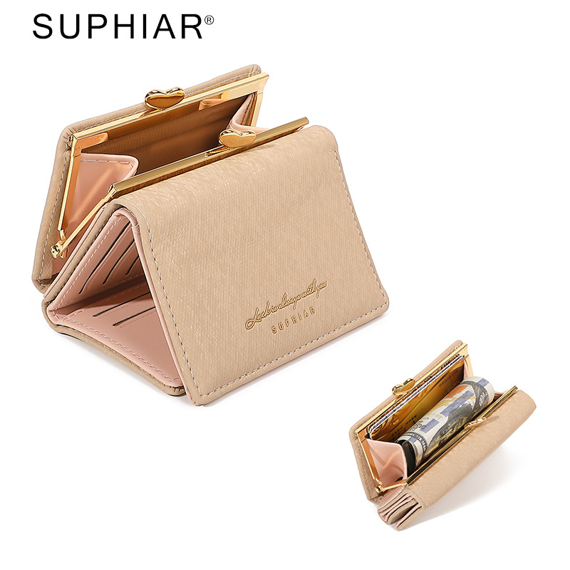 Nuevo multifuncional pu billetera de damas pequeña billetera de tres plegables bolsa de cambio de gran capacidad billetera de damas tela de algodón de alta calidad