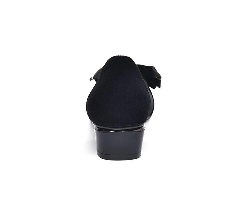 Giày ballet nữ mũi nhọn đế bằng da thật lưới thoáng khí — Màu đen gót 5cm chi tiết 8