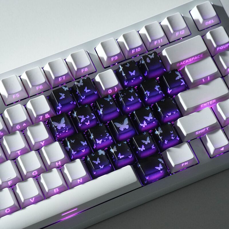 Jcm Butterfly Translucent Keycap Translucent Heart Pink Blue Black Red Suitable for Mechanical Keyboard