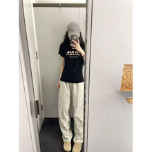 美式复古黑色正肩短袖t恤女装春季2026新款新款打底修身显瘦上衣