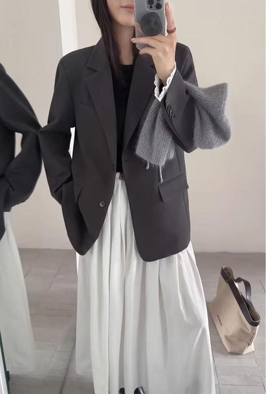 感灰色西装外套女韩版2025新款春秋季宽松巨好看休闲西服上衣百搭|undefined