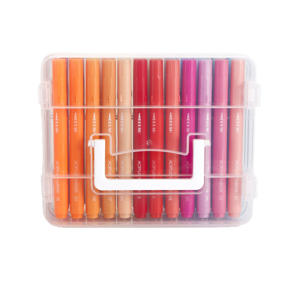 Caja plegable de cabeza blanda varilla de color acrílico marcador bolígrafo de acuarela plegable para estudiantes caja plegable pincel opaco para niños