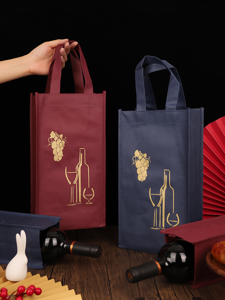 Festival de Primavera bolsa de vino no tejida bolsa de regalo doble paquete de regalo grueso se puede personalizar