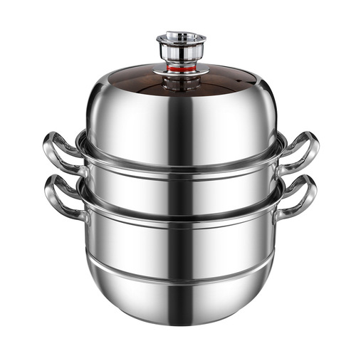 304 stainless steel timer steamer for home use, thick multi-layer steaming basket, large capacity multi-functional gift steamer