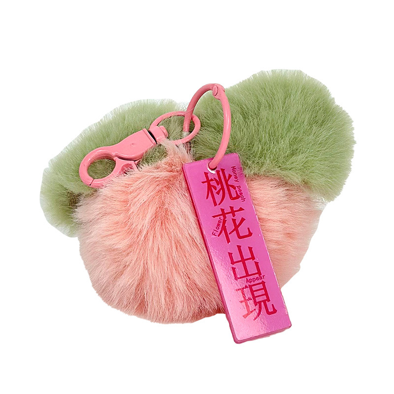 Imitación de piel de conejo rex, algo bueno sucede, hebilla, colgante de felpa, colgante de caqui, colgante de bolsa, colgante de felpa de frutas al por mayor