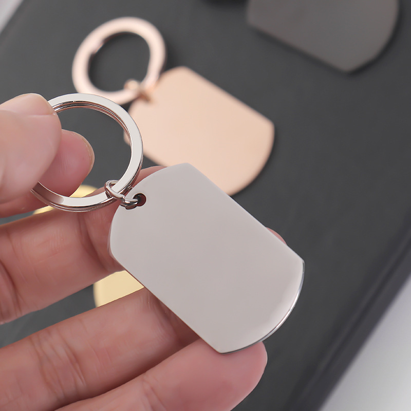 Cross-Border Glossy Military-Style Stainless Steel Keychain Engraved Dog Tag Manufacturer Wholesale New Jewelry Pendant Accessories