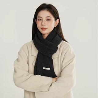 现货工厂批发跨境冬季女款羊毛混纺围巾纯色针织百搭保暖加厚围脖
