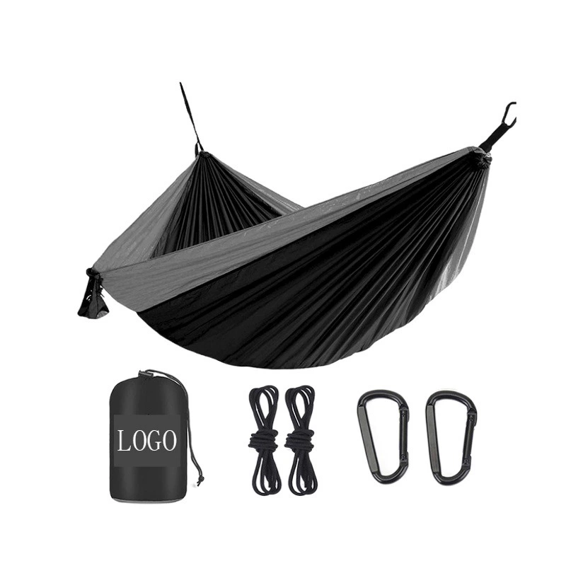 Amazon популярный для отдыха на открытом воздухе одиночный двойной нейлоновый гамак с завязанной веревкой, кемпинговые качели, цельная Доставка оптом