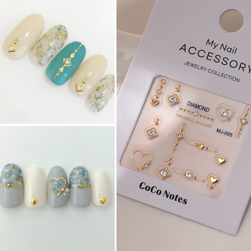 2025 New Year Nail Art Stickers K9 Mini Diamond Nail Stickers Hollow Love Heart Hot Stamping Adhesive Nail Accessories Wholesale