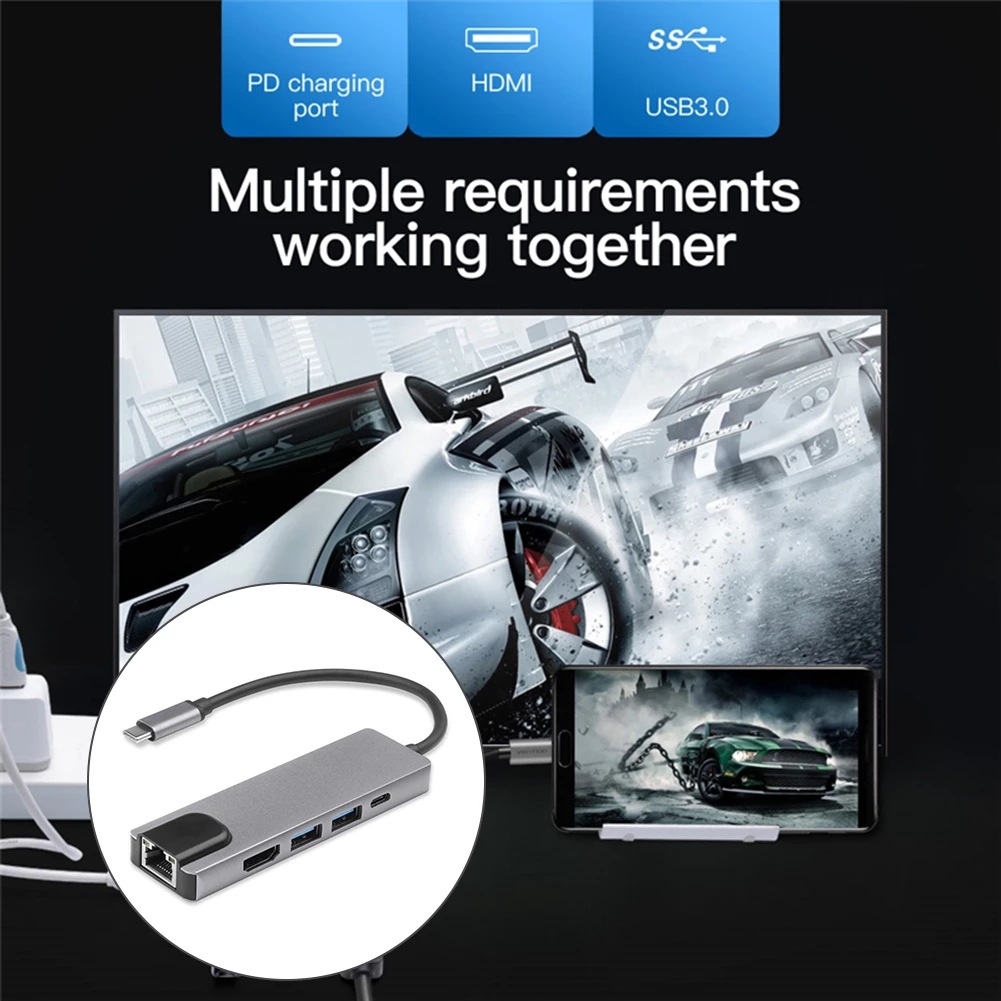 Suministro directo de fábrica cinco en uno estación de acoplamiento tipo-c convertidor MacBook portátil multi-función convertidor Hub