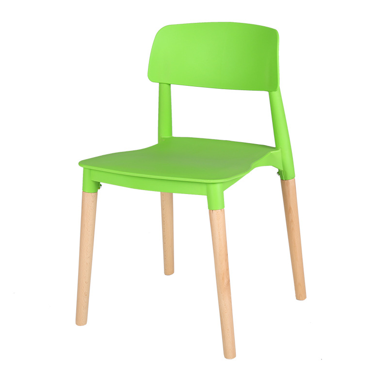 silla de plástico nórdica moderna silla de espera silla de madera maciza silla de respaldo casera para adultos silla de madera maciza