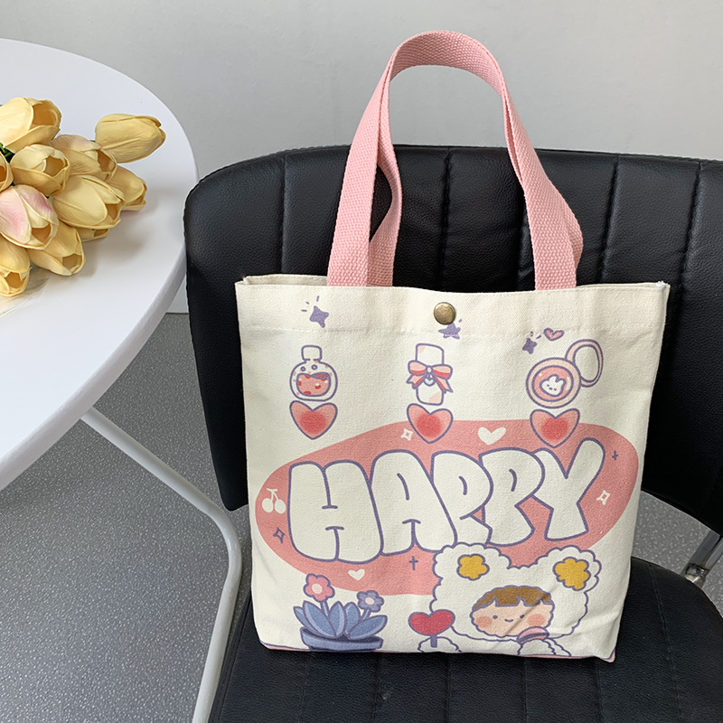 Bolso de lona bolso de mano de lona de dibujos animados para mujer bolso de hombro pequeño