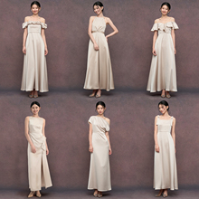 当季新款香槟色显瘦伴娘裙新多式小众缎面长平时可穿高级轻礼服