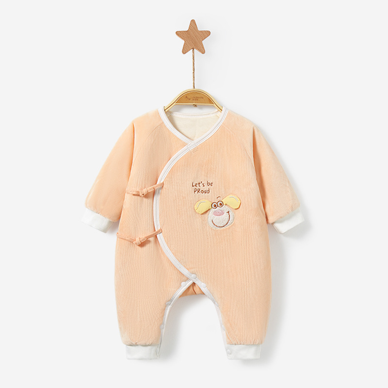 Ropa de bebé recién nacido para otoño e invierno, mono cálido de una pieza con relleno de algodón para niños y niñas, traje de gateo estilo monje, conjunto de otoño para bebé.