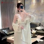 女士法式吊带胸垫家居服
