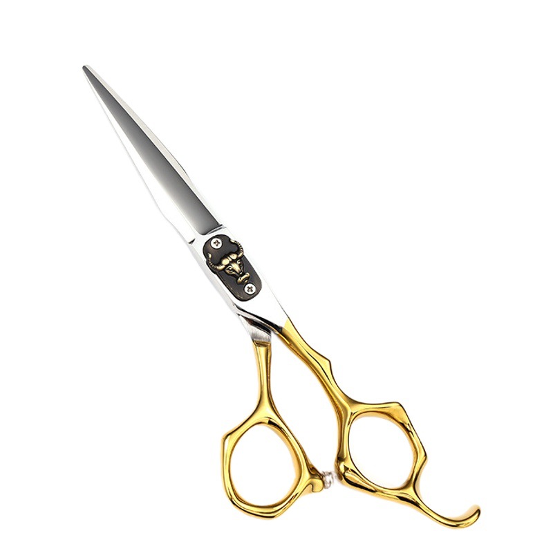 Tijeras de peluquero profesional de 6 pulgadas de medio oro 9CR tijeras planas tijeras de dientes flequillo tijeras de pelo adelgazamiento tijeras de peluquería traje