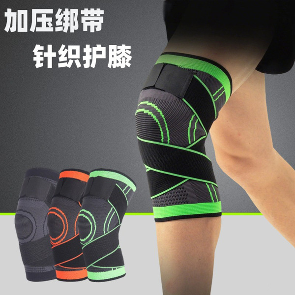 스포츠 스트랩 니트 무릎 패드, 남성용 및 여성용 가압 다리 패드, 스트랩 무릎 패드, 충격 흡수 및 가압 농구 무릎 패드