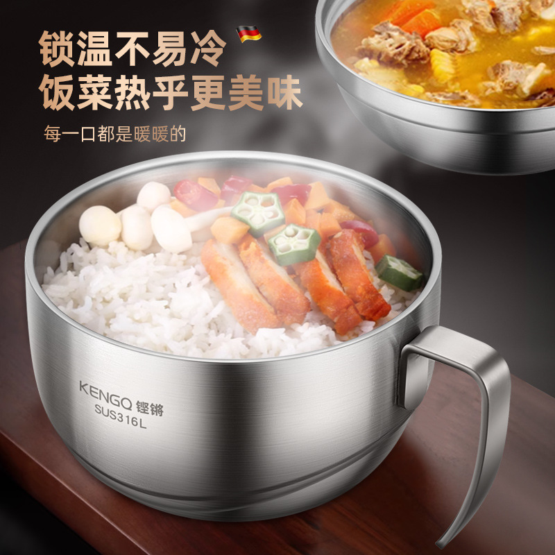 316 caja de almuerzo de acero inoxidable con cubierta de tazón de fideos de grado alimenticio para estudiantes de oficina comedor de platos de arroz especiales