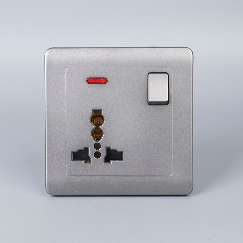 Panel de enchufe de montaje oculto de pared 13A estándar británico doble de cinco orificios gris doble conector USB transfronterizo exclusivo