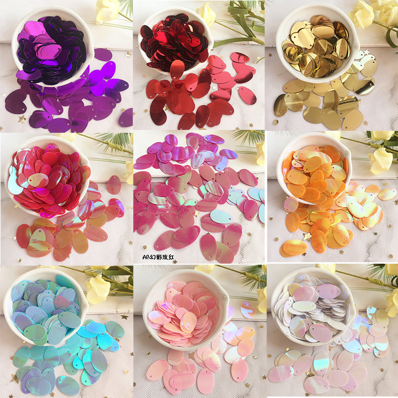 pvc sequins wholesale milk color laser silver bottom oval egg-shaped beads hand-stitched diy clothing accessories shoes and hats decoration