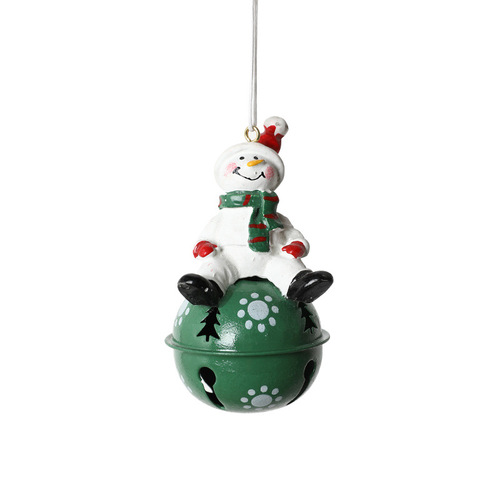 New Nordic Christmas painted resin snowman iron bell hanging creative decoration Christmas tree pendant