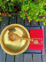 A5L沃盥禮器舀水匜木質金勺淨手金盆漢式婚禮道具傳統中式用品洗