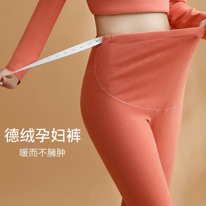 Velvet keep warm thermal underwear for pregnant, warm demi-season trousers