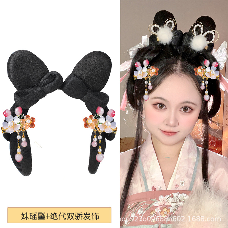 비취 토끼 꽃 요정 + 독특한 이중 매력적인 헤어 액세서리