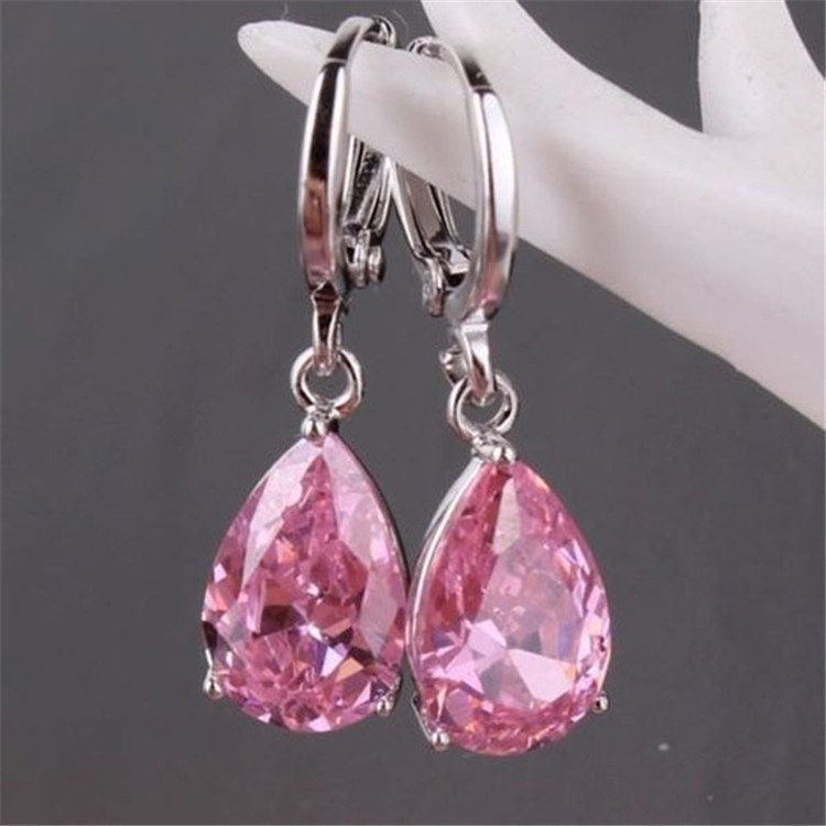 Water Drop Earrings in Pink