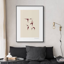 北欧现代小众艺术人体瑜伽装饰画普拉提躯体养生健身挂画版画
