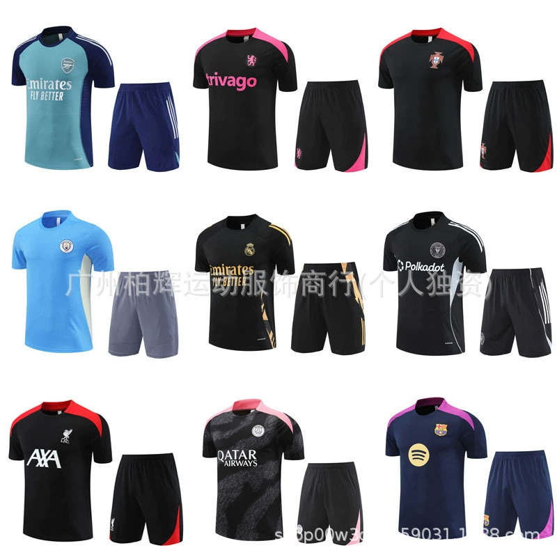 Футбольная тренировочная форма Barcelona Real Madrid Miami Portugal Arsenal Chelsea с короткими рукавами 2526