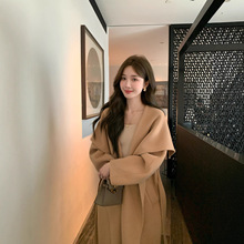 摩洛哥冬日2025高级感穿搭双面羊毛呢大衣新款羊绒呢子外套女秋冬